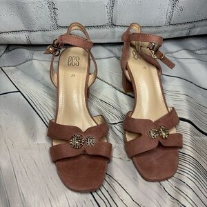 ecs Women's Pink Block Heel Open Toe Buckle Strap Sandals size EU 38 US 7.5